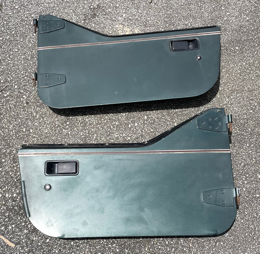 Puertas de media hoja verde oscuro para Jeep Wrangler Sahara YJ CJ7, puerta de acero de fábrica con bolsas 