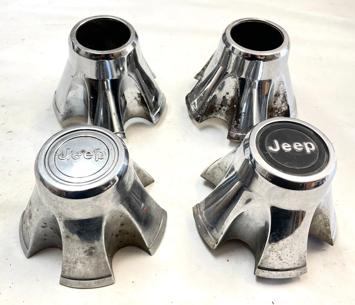 Jeep CJ center caps CJ5 CJ7 FACTORY chrome wheel Centers Laredo cap FREE SHIP