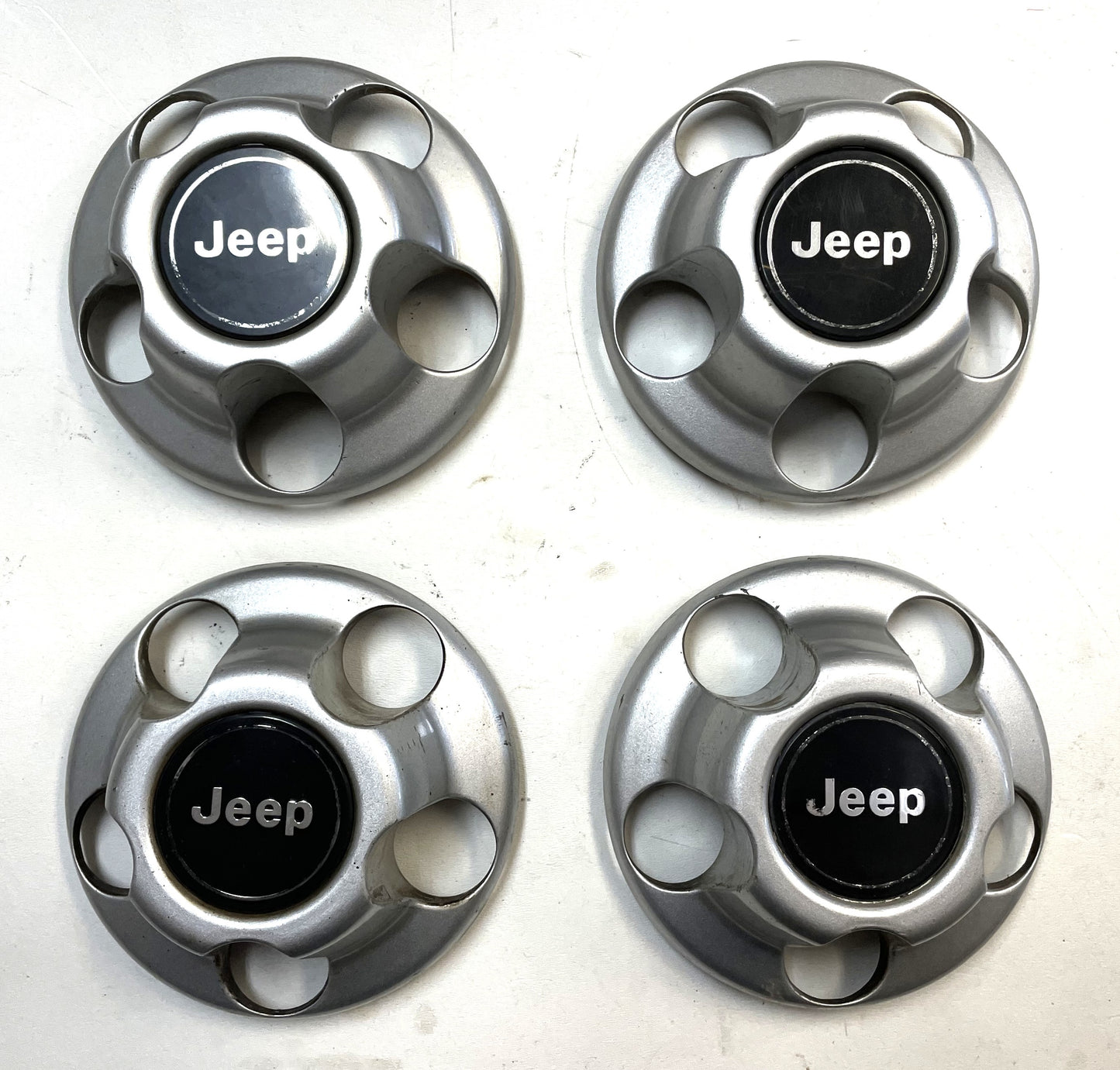 4 Jeep YJ TJ factory wheel center cap 52057619 silver grey centers Wrangler!