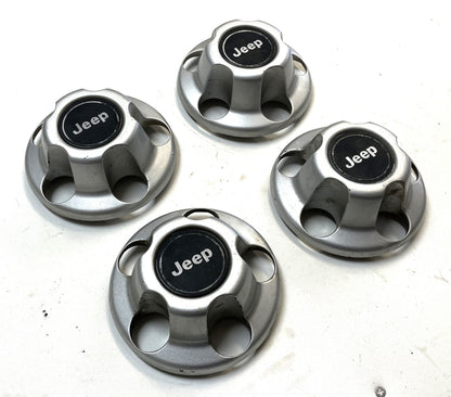 4 Jeep YJ TJ factory wheel center cap 52057619 silver grey centers Wrangler!