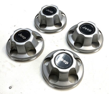 4 Jeep YJ TJ factory wheel center cap 52057619 silver grey centers Wrangler!