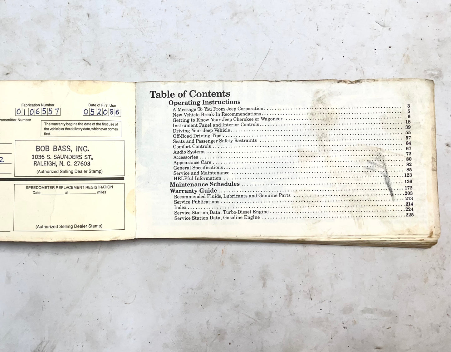 86 Jeep XJ Cherokee Owners MANUAL Free Shipping