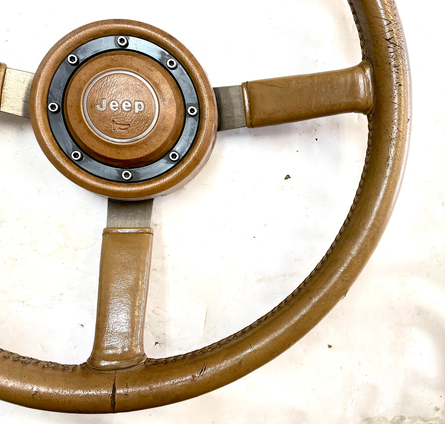 Jeep XJ Cherokee YJ Wrangler tan steering wheel factory leather FREE SHIPPING