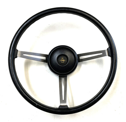 Jeep CJ steering wheel CJ5 CJ7 76-86 AMC horn button black J10 Cherokee AMC FSJ