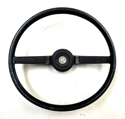 Jeep CJ steering wheel fits 76-86 CJ5 CJ7 CJ8 horn button Factory Black !