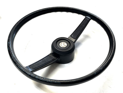 Jeep CJ steering wheel fits 76-86 CJ5 CJ7 CJ8 horn button Factory Black !