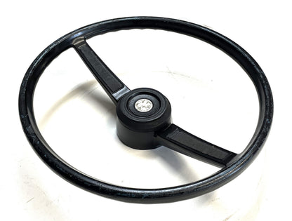 Jeep CJ steering wheel fits 76-86 CJ5 CJ7 CJ8 horn button Factory Black !