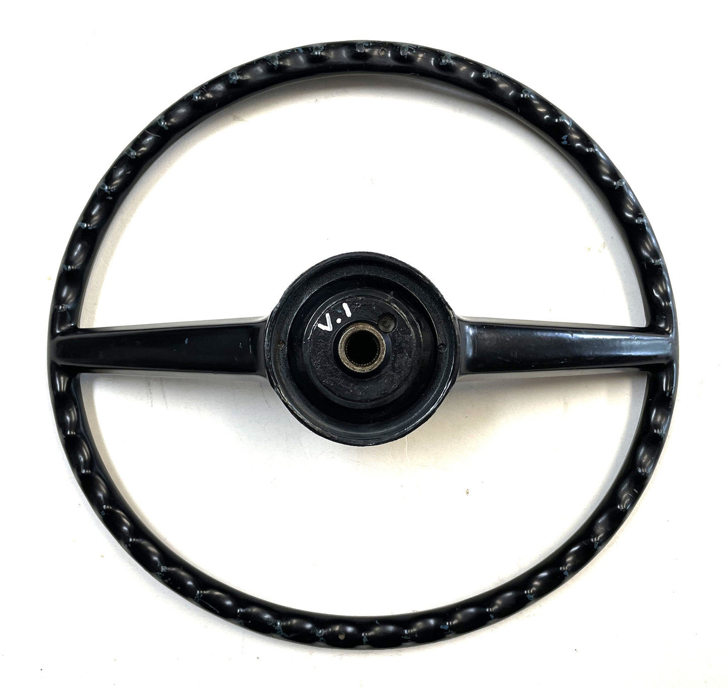 Jeep CJ steering wheel fits 76-86 CJ5 CJ7 CJ8 horn button Factory Black !
