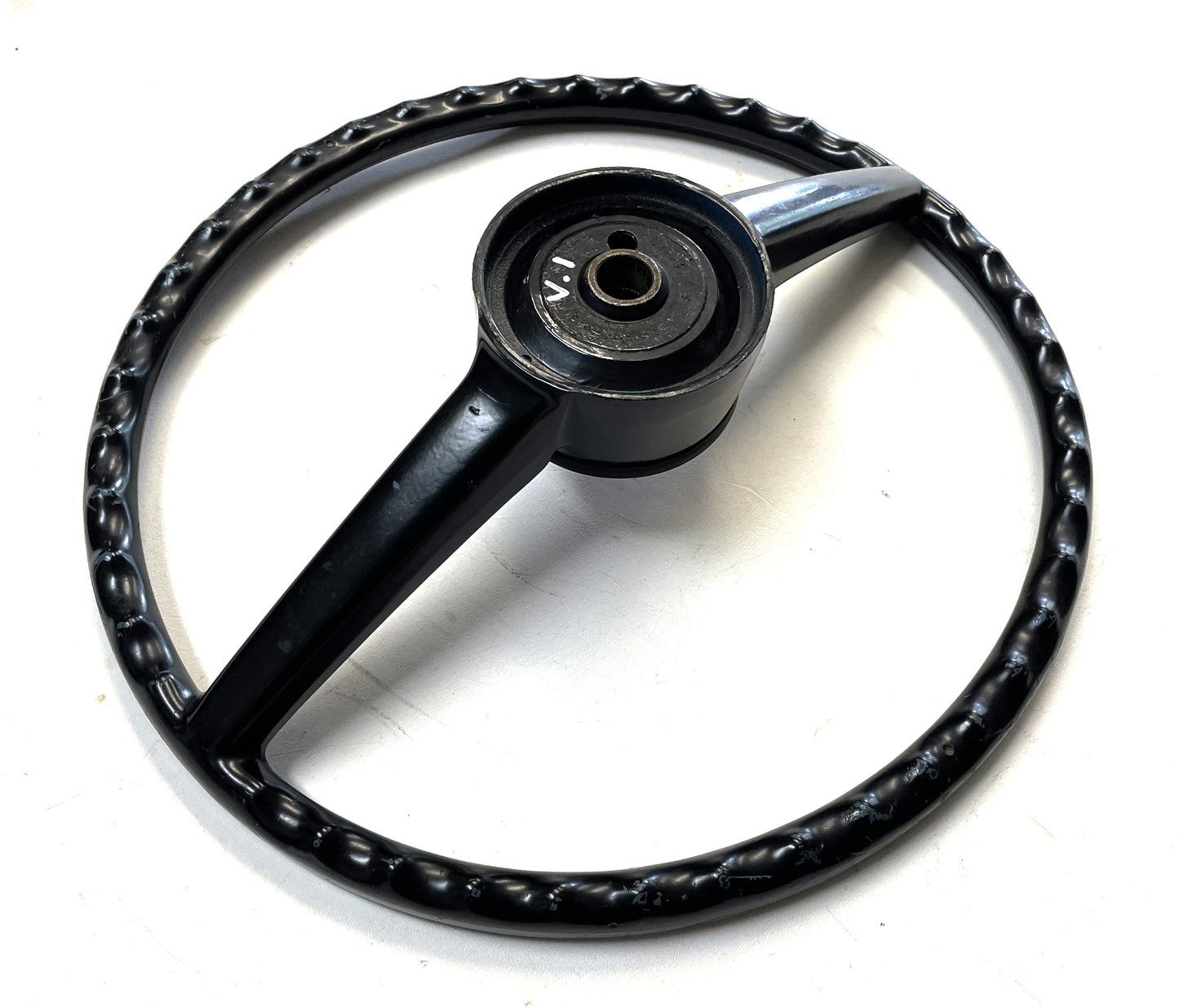 Jeep CJ steering wheel fits 76-86 CJ5 CJ7 CJ8 horn button Factory Black !