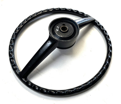 Jeep CJ steering wheel fits 76-86 CJ5 CJ7 CJ8 horn button Factory Black !