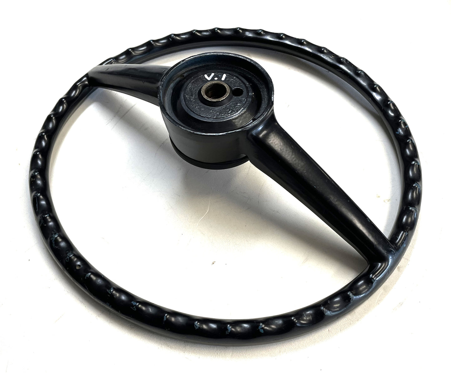 Jeep CJ steering wheel fits 76-86 CJ5 CJ7 CJ8 horn button Factory Black !