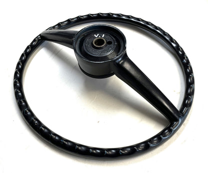 Jeep CJ steering wheel fits 76-86 CJ5 CJ7 CJ8 horn button Factory Black !