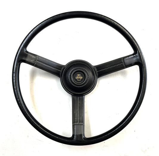 Jeep CJ Black Steering Wheel CJ5 CJ7 CJ8 76-86 AMC with Horn Button Factory #