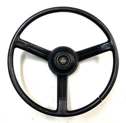 Jeep CJ Black Steering Wheel CJ5 CJ7 CJ8 76-86 AMC with Horn Button Factory &