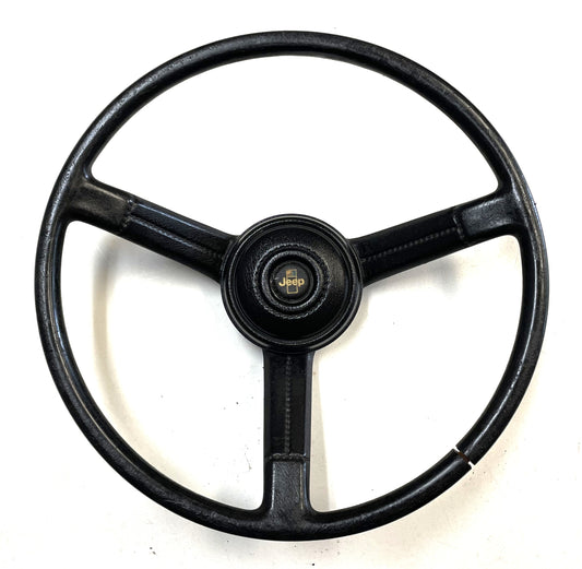 Jeep CJ Black Steering Wheel CJ5 CJ7 CJ8 76-86 AMC with Horn Button Factory &