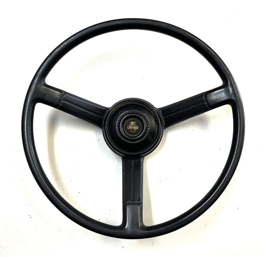 Jeep CJ Black Steering Wheel CJ5 CJ7 CJ8 76-86 AMC with Horn Button Factory