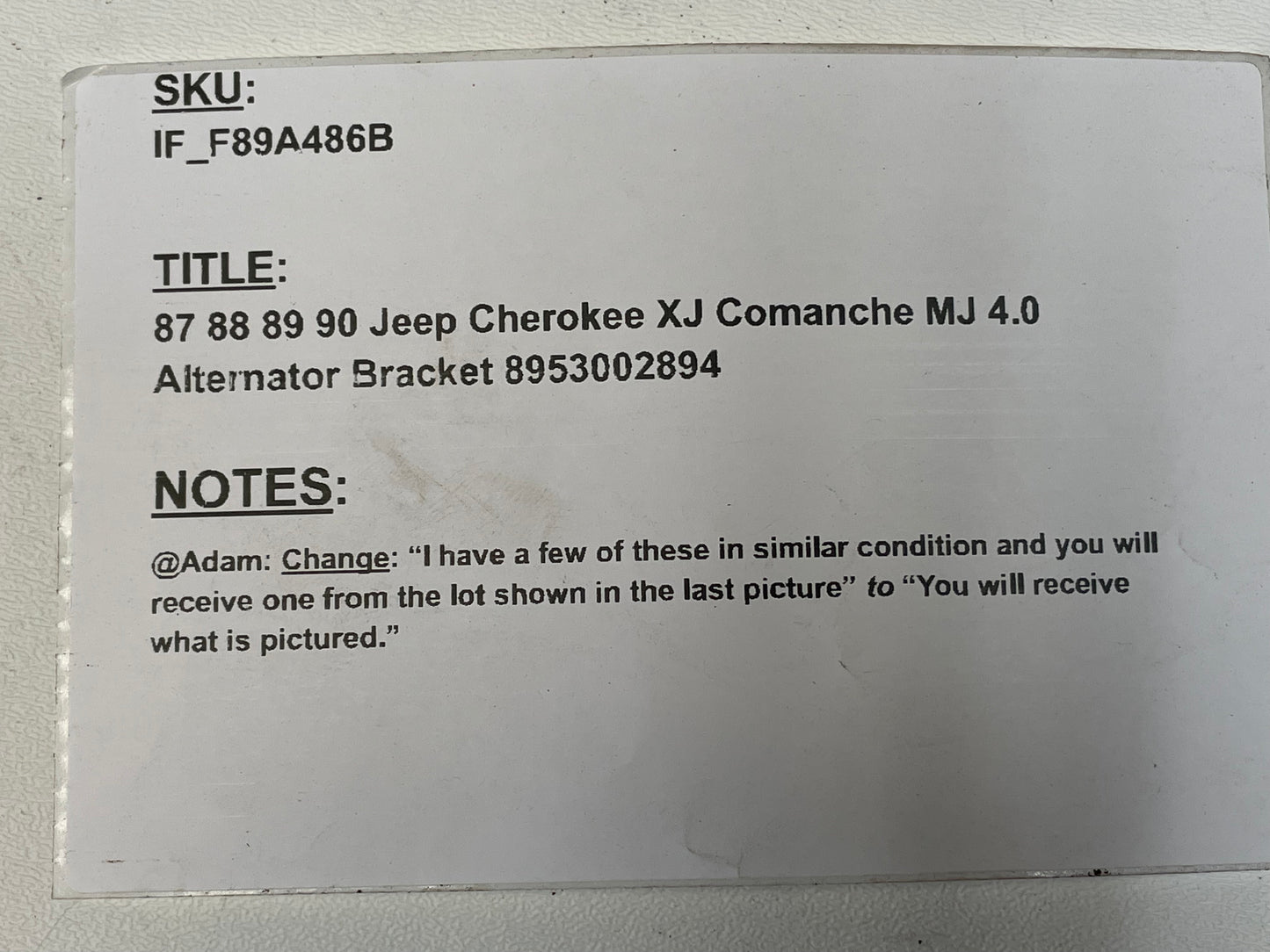 Soporte del alternador para Jeep Cherokee XJ Comanche MJ 4.0 87 88 89 90 8953002894 