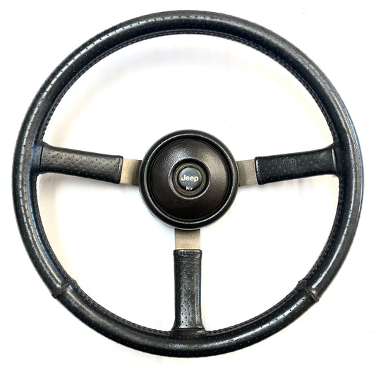 Jeep factory steering wheel 87-95 YJ CJ5 CJ7 CJ8 Leather wrap Grey FREE SHIP!