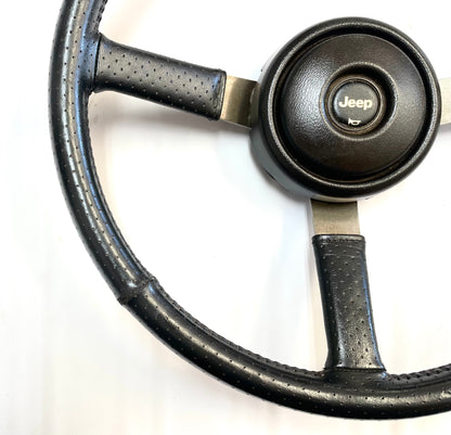 Jeep factory steering wheel 87-95 YJ CJ5 CJ7 CJ8 Leather wrap Grey FREE SHIP!