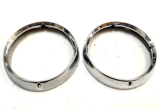 Jeep CJ Chrome Headlight Bezels Trim Beauty Ring bezel Set Pair CJ7 CJ5 CJ8!!