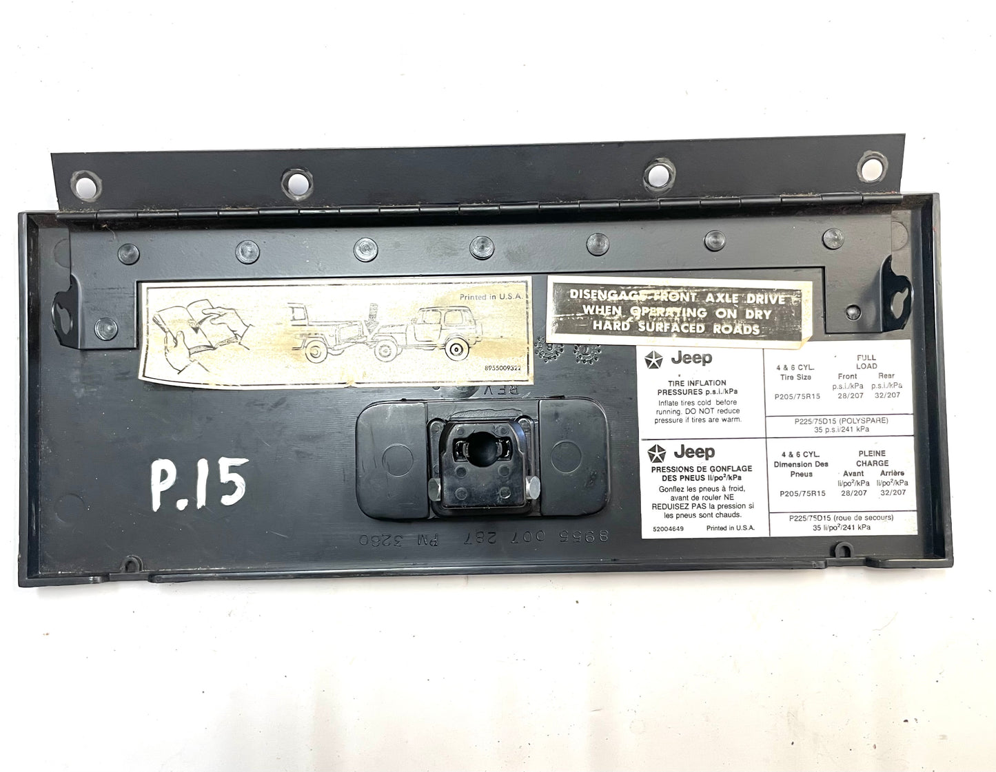 Tapa de guantera Jeep YJ con pestillo y bisagra Puerta Wrangler 87-95 ENVÍO GRATIS 
