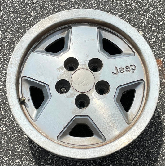 Jeep 15" factory WHEEL YJ Wrangler XJ Cherokee aluminum Jurrasic OF24