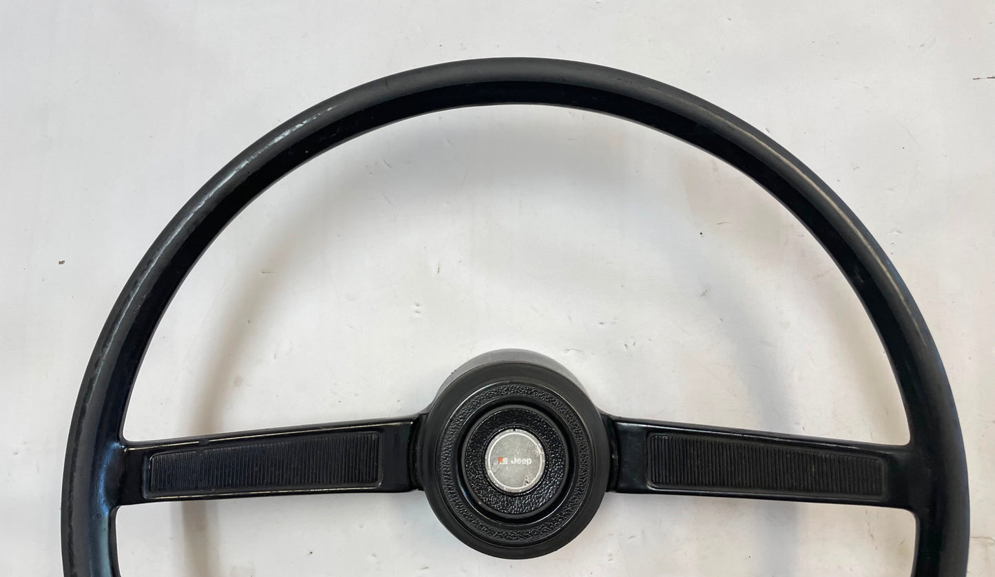 Jeep Black steering wheel CJ5 CJ7 CJ8 76-86 horn button Factory FREE SHIP