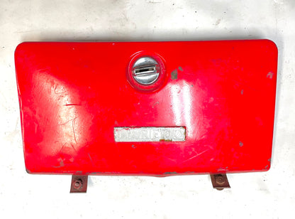 Jeep CJ Laredo glove box lid with emblem push button latch CJ5 CJ7 CJ8 CJ RED