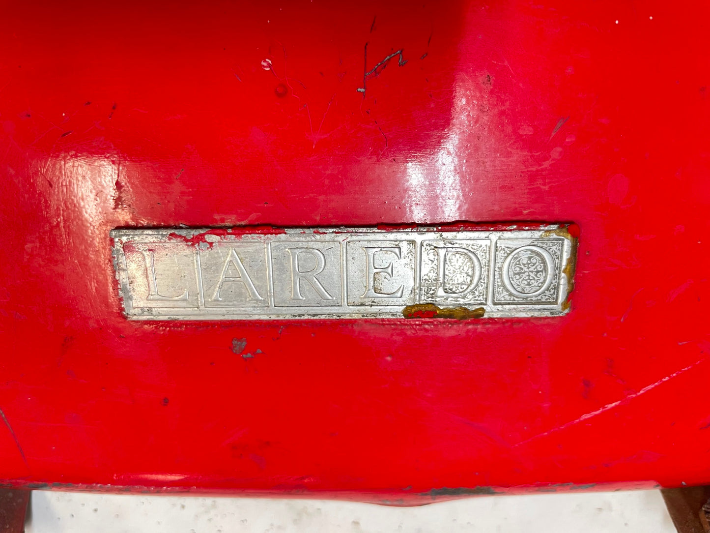Jeep CJ Laredo glove box lid with emblem push button latch CJ5 CJ7 CJ8 CJ RED