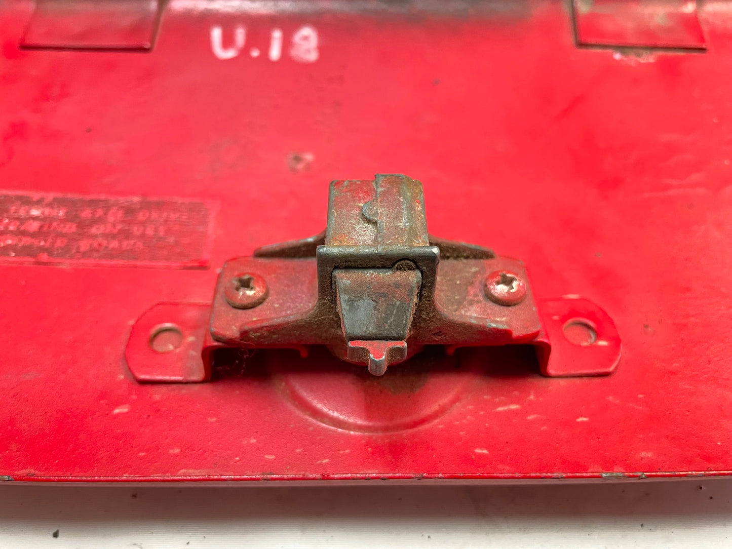 Jeep CJ Laredo glove box lid with emblem push button latch CJ5 CJ7 CJ8 CJ RED