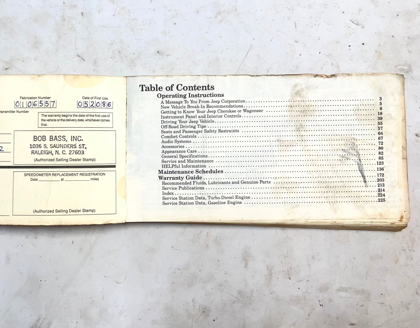 86 Jeep XJ Cherokee Owners MANUAL Free Shipping