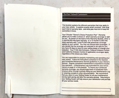 94 Jeep XJ Cherokee Warranty Information Guide Tips Booklet Factory manuals