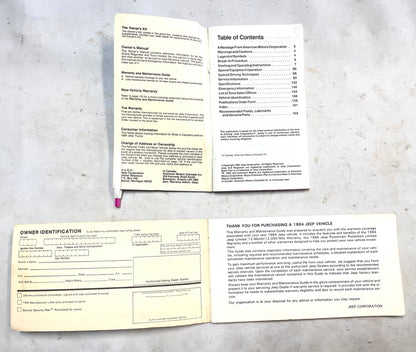 84 Jeep Wagoneer J10 J20 Truck Owners Manual - Original - Free Shipping!