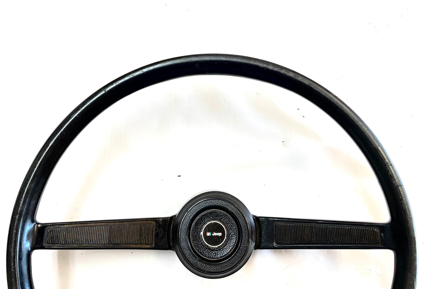 Jeep CJ steering wheel fits 76-86 CJ5 CJ7 CJ8 horn button Factory Black