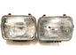 Jeep YJ Wrangler headlight buckets with chome retainer / bulbs 87-95 adjuster