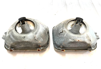 Jeep YJ Wrangler headlight buckets with chome retainer / bulbs 87-95 adjuster