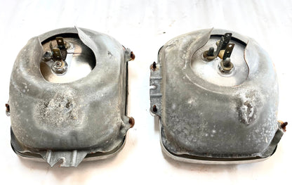 Jeep YJ Wrangler headlight buckets with chome retainer / bulbs 87-95 adjuster